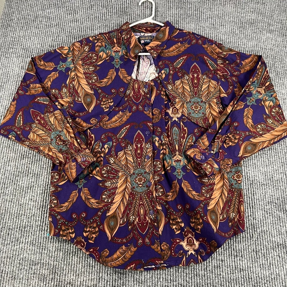 Vintage Panhandle Slim Top Shirt Womens Large Long Sleeve Button Up Western
